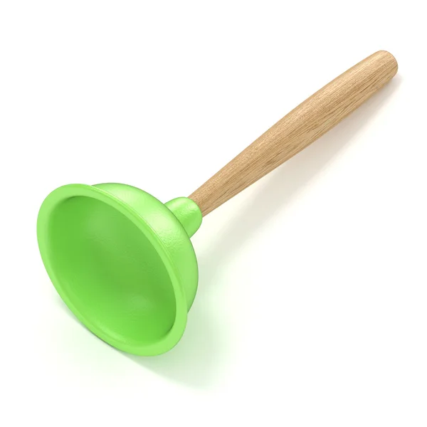Desatascador de inodoro de goma verde. Renderizado 3D —  Fotos de Stock