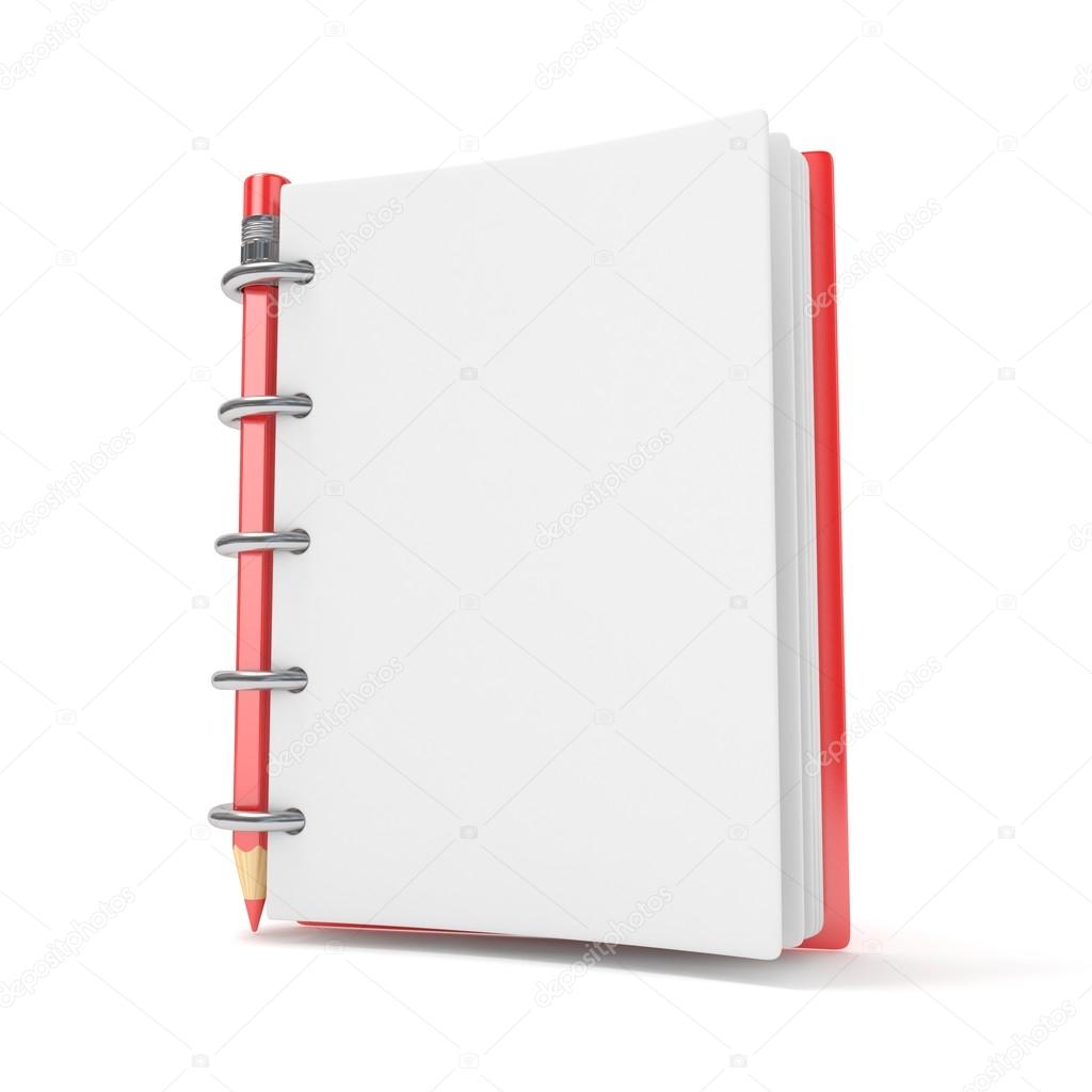 Blank notepad and pencil. 3D render