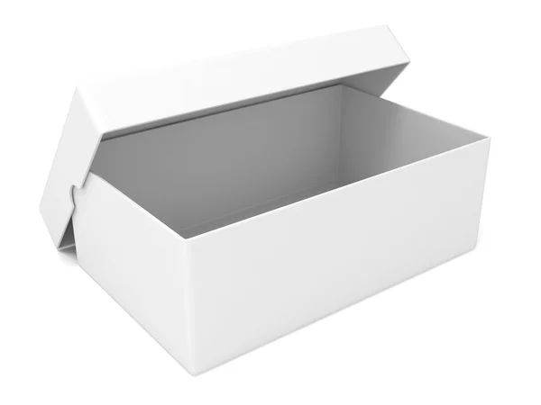 Leerer weißer, geöffneter Karton, 3D-Renderer — Stockfoto