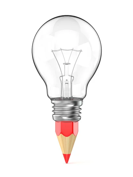 Pencil light bulb as creative concept. 3D render — Stock Photo, Image