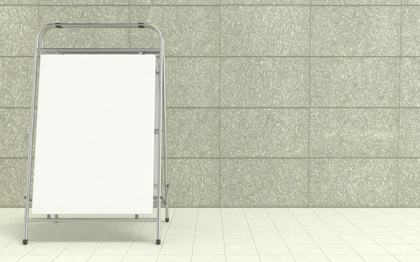 Leerer weißer Werbeständer, mit Kopierfläche vor Betonwand. 3d — Stockfoto