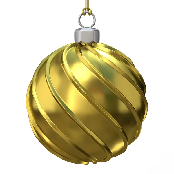 Gold-Weihnachtskugel. 3D-Darstellung — Stockfoto