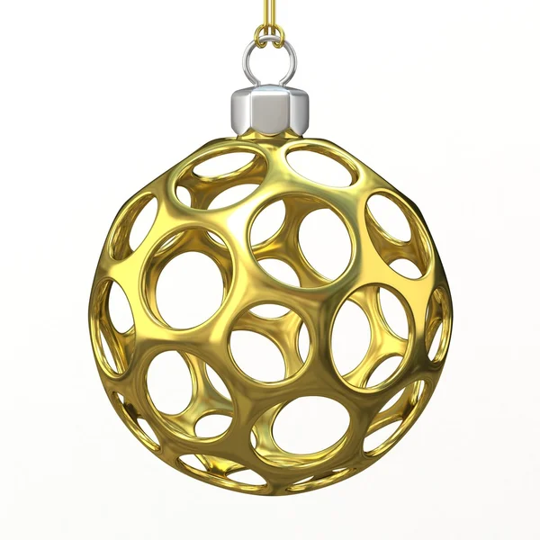 Bola de Natal de ouro. Renderização 3D — Fotografia de Stock