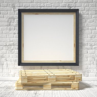 Poster ahşap palet ile alay. 3D