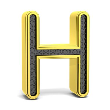 Altın ve siyah yuvarlak alfabe. Mektup H. 3d