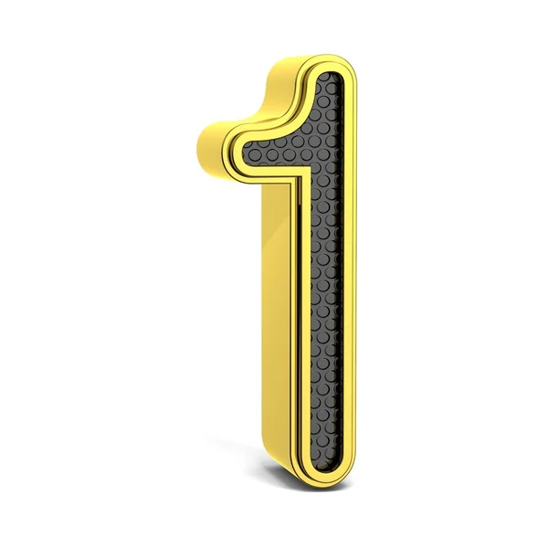 Golden and black round font. Number 1. 3D — Stock Photo, Image
