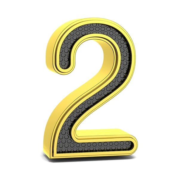 Golden and black round font. Number 2. 3D — Stock Photo, Image