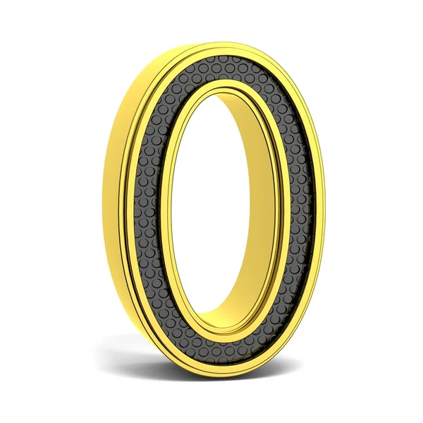 Gouden en zwarte ronde lettertype. Nummer 0. 3D — Stockfoto