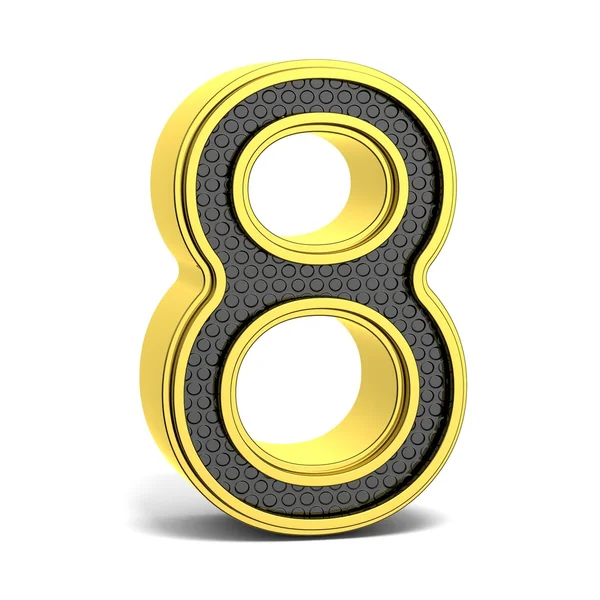 Guld och svart rund teckensnitt. Nummer 8. 3D — Stockfoto