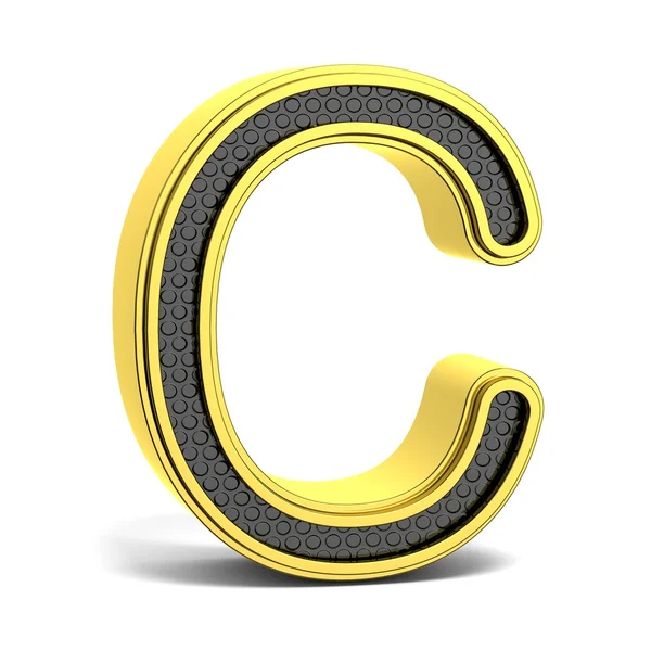 Золотий і чорний круг. Літера C. 3D — стокове фото