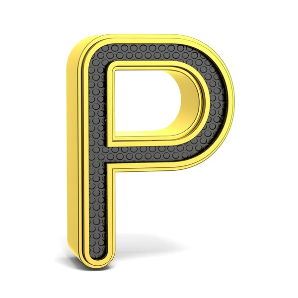 Alfabeto redondo dorado y negro. Letra P. 3D — Foto de Stock