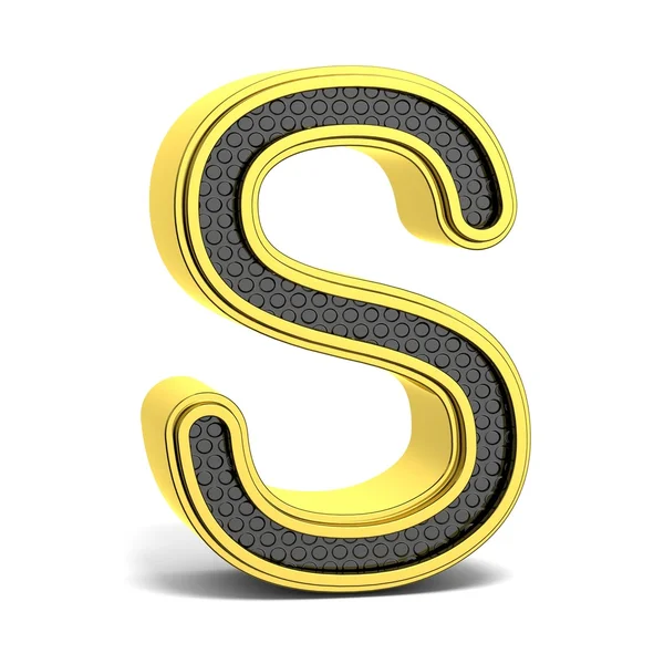 Zlatá a černá kulatá abeceda. Dopis S. 3d — Stock fotografie