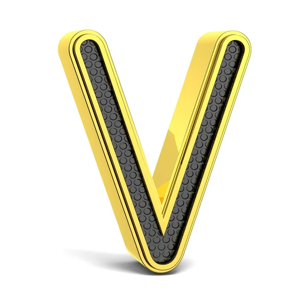 Golden and black round alphabet. Letter V. 3D — Stock Photo, Image