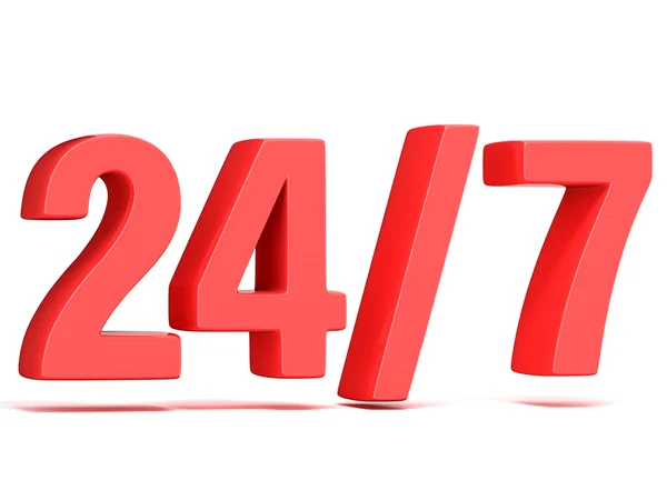 Röd 24 timmar 7 dagar i veckan logga. 3D — Stockfoto