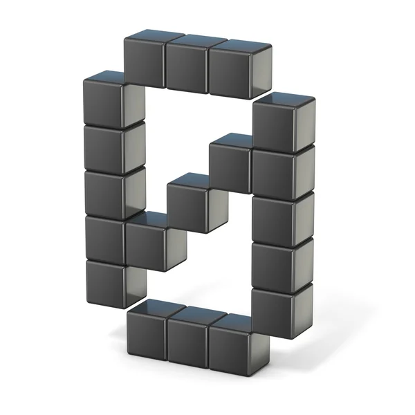 8 bit font. Number 0. 3D — Stock Photo, Image