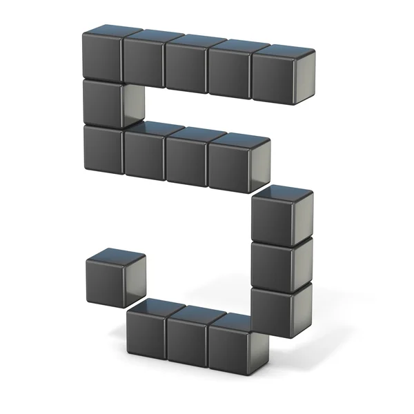 8 bit lettertype. Nummer 5. 3D — Stockfoto