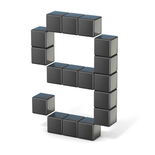 8 bit font. Number 9. 3D — Stock Photo, Image