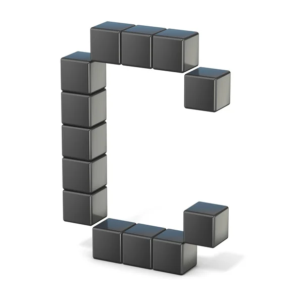 8 bit font. Capital letter C. 3D — Stock Photo, Image