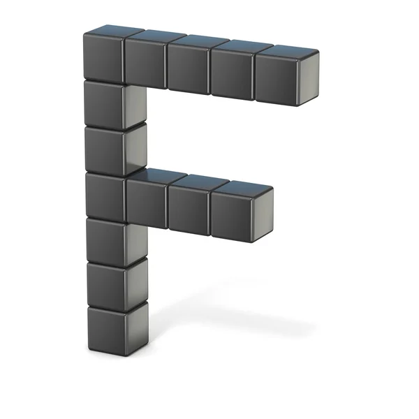 8 bit font. Capital letter F. 3D — Stock Photo, Image