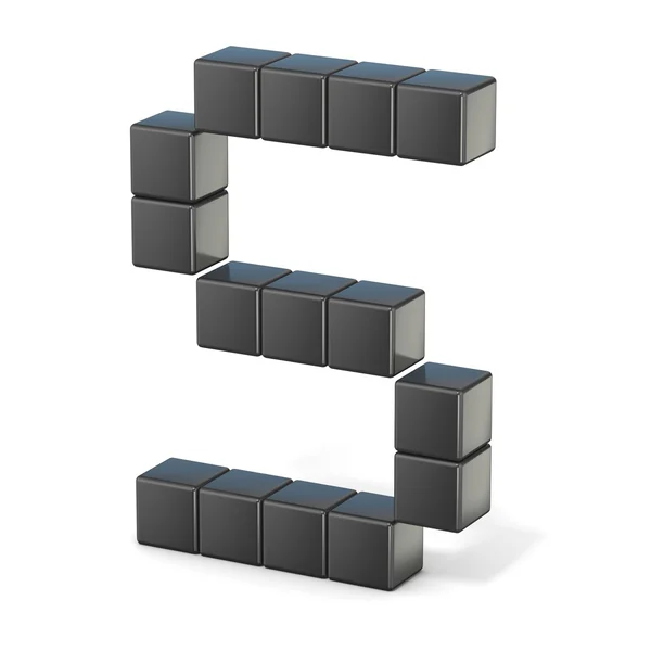 8 bit font. Capital letter S. 3D — Stock Photo, Image