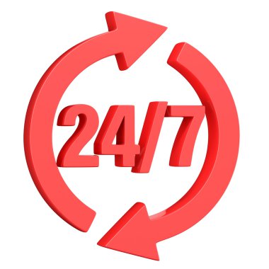 Kırmızı 24 saat haftada 7 gün oturum. 3D