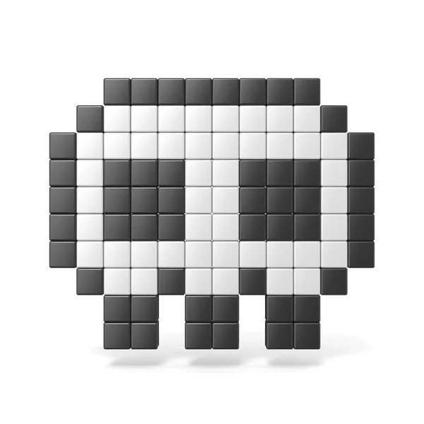 Пикселированная 8-битная иконка черепа. Вид спереди. 3D — стоковое фото