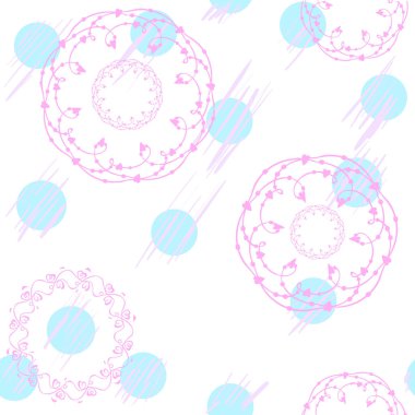 Romantik vektör kusursuz desen. Dantelli çerçeve ve benekli noktalar. Beyaz arka planda izole edilmiş. Tekstil ve baskılar için tasarım.