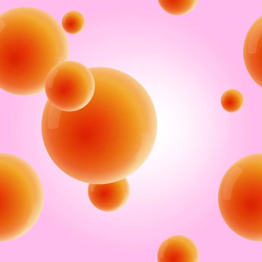 Kusursuz vektör deseni. Pembe arka planda beyaz parlayan turuncu bir küre..