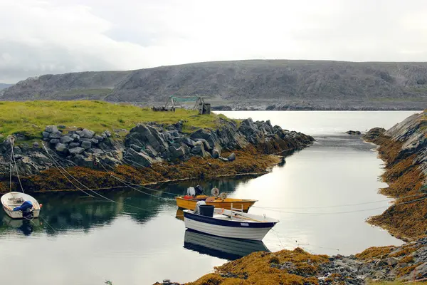 Bateaux Pêche Garés Sur Eau Des Villages Norvégiens — Photo