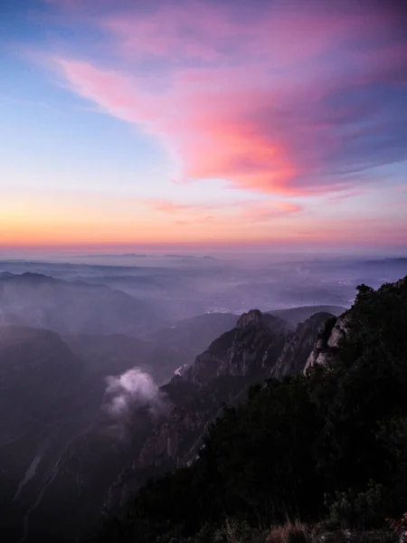 Amanecer Malhumorado Mágico Montserrat Mountain — Foto de Stock