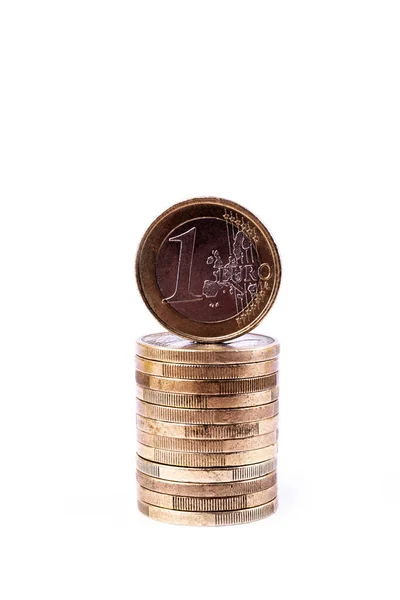 Euro Coins White Background — Stock Photo, Image
