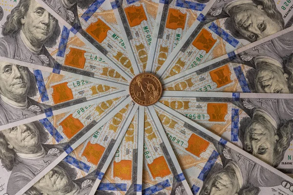 Amerikai Egydolláros Érme Szabadság Szobor Képével Dollár Szimbólummal Egy Körben — Stock Fotó