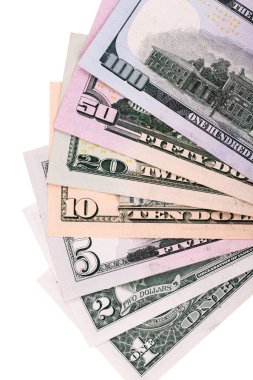 Toplanan 1, 2, 5, 10, 20, 50 ve 100 dolarlık banknotlar