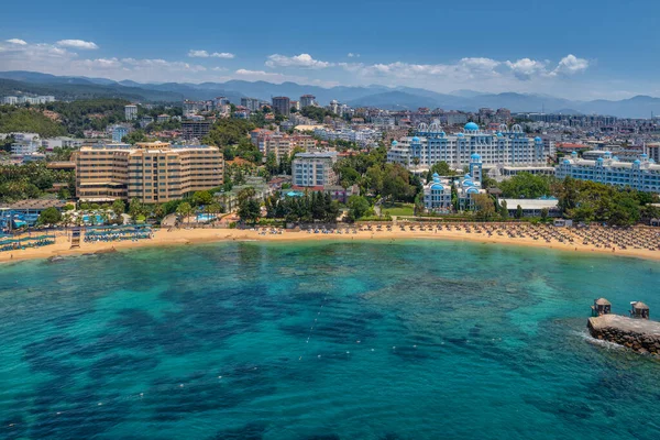 Γραφικός Κόλπος Παραλίες Και Ξενοδοχεία Στην Περιοχή Avsallar Του Τουρκικού — Φωτογραφία Αρχείου