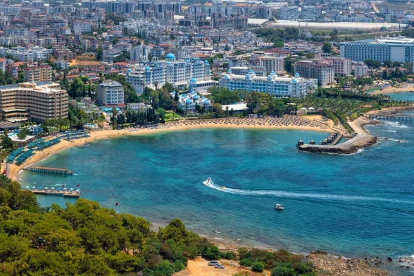 Malownicza Zatoka Plażami Hotelami Regionie Avsallar Tureckiego Kurortu Alanya — Zdjęcie stockowe