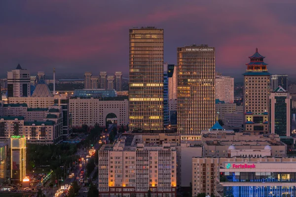 Zicht Het Centrale Deel Van Hoofdstad Van Kazachstan Stad Astana — Stockfoto