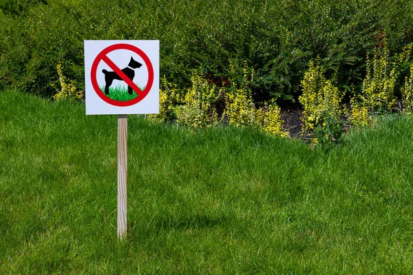 Kein Hundeauslaufschild Auf Grünem Rasen — Stockfoto