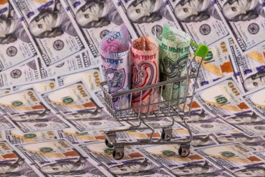 2.000, 5.000 ve 10.000 Kazakistan banknotuna karşılık 100 Amerikan doları banknotları.