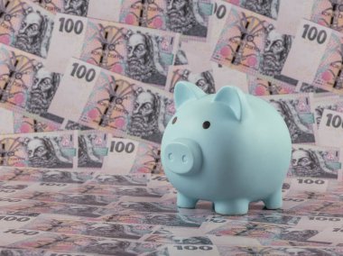 100 Çek kronu banknotuna karşılık bir kumbara.