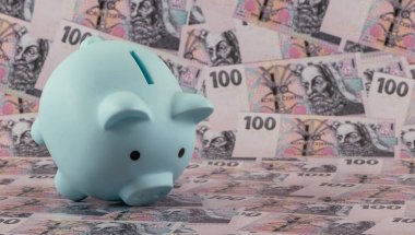 100 Çek kronu banknotuna karşılık bir kumbara.