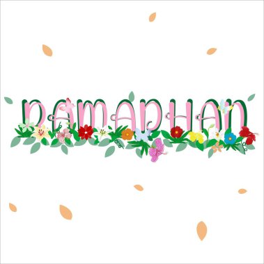 Beyaz ve çiçekli arkaplanlı Ramazan vektör tasarımı