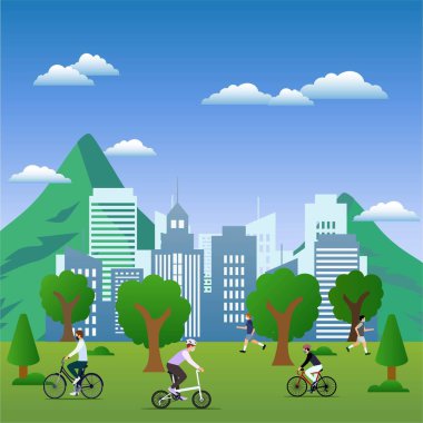 Şehir parkı faaliyeti, vektör tasarımı illüstrasyon 05