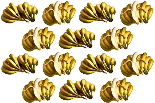 Bananas Amarelas Maduras Isoladas Fundo Branco Conceito Comida Real — Fotografia de Stock