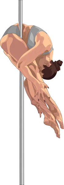 Pole dancer spin round the pole — Stockvector