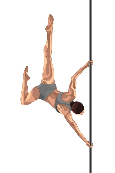 Pole-Dancer drehen sich um die Stange — Stockvektor