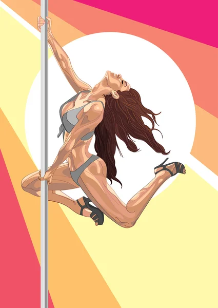 Mulher pole dancer — Vetor de Stock