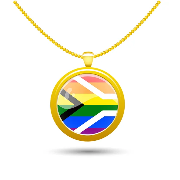 Кулон на шее гей-гордость флага ЮАР — стоковый вектор