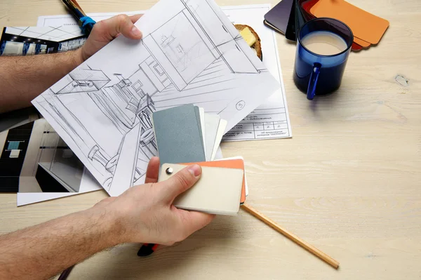 İç taslak, yatak odası, oturma odası, mutfak..