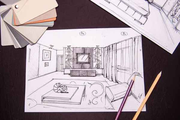 İç taslak, yatak odası, oturma odası, mutfak..