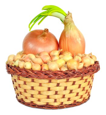 yumru soğan bir hasır sepet